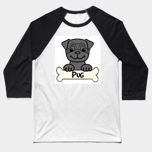 Black Pug Baseball T-Shirt